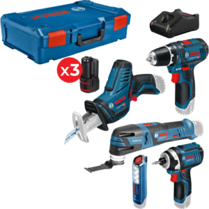 Bosch Bleu – Kit sans fil 5 pièces | 12 V | GSR + GDR + GOP + GSA + GLI | 3 × 2,0 Ah