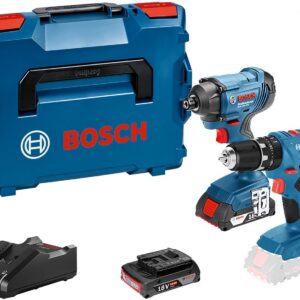 Bosch Bleu – GSB 18V-21 Perceuse-visseuse à percussion sur batterie + GDR 18V-160 Visseuse à chocs | incl. 2 × batteries et chargeur