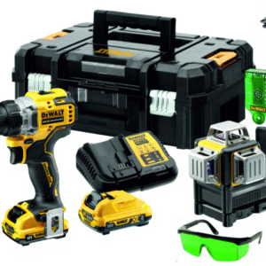 DeWalt DCK212D2T | Pack combiné | Perceuse/visseuse DCD701 + Laser multi-lignes auto-nivelant | 12V XR | 3x 360° | Vert | 2x2,0Ah
