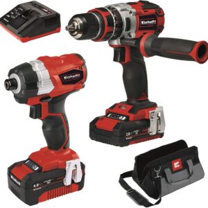 Einhell Pack combo | Perceuse-visseuse à percussion sur batterie TE-CD + visseuse à chocs sur batterie TE-CI – 2 batteries
