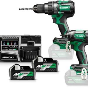 Hikoki KC18DCWAZ | Pack combiné | Perceuse-visseuse sans fil DS18DC + Visseuse à chocs sans fil WH18DC | 18 V | 2 × 5,0 Ah + chargeur