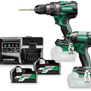 Hikoki KC18DCWBZ | Pack combo | Perceuse-visseuse à percussion sur batterie DV18DC + visseuse à chocs sur batterie WH18DC | 18 V | 2 × 5,0 Ah + chargeur