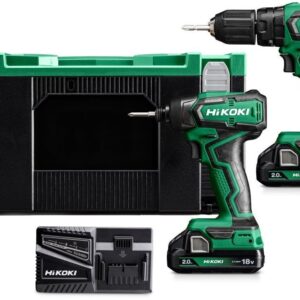 Hikoki KC18DDWGZ | Pack combiné | Perceuse-visseuse sans fil DV18DD + Visseuse à chocs sans fil WH18DD | 18 V | 2 × 2,0 Ah + chargeur