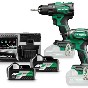 Hikoki KC18DEWAZ | Pack combiné | Perceuse-visseuse sans fil DS18DE + Visseuse à chocs sans fil WH18DE | 18 V | 2 × 5,0 Ah + chargeur