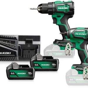 Hikoki KC18DEWBZ | Pack combiné | Perceuse-visseuse sans fil DS18DE + Visseuse à chocs sans fil WH18DE | 18 V | 2 × 5,0 Ah + chargeur