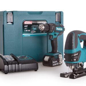 Makita DLX2134TJ | Perceuse-visseuse à percussion sur batterie DHP482 + scie sauteuse sur batterie DJV180 | 18 V 5,0 Ah Li-ion