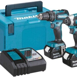 Makita DLX2283TJ Pack combiné – DHP485 perceuse-visseuse 18V + DTD153 visseuse à chocs sans fil avec batteries 5,0 Ah