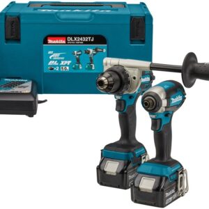 Makita DLX2432TJ | Kit combiné | 18 V | Travaux de perçage et de vissage (à chocs) intensifs | 2 batteries 5,0 Ah | DDF486 et DTD153 | Chargeur rapide | En Mbox