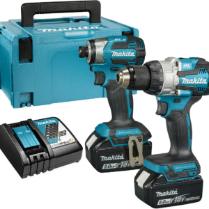 Makita DLX2528TJ 18V Combopack – Perceuse à percussion DHP489 + Visseuse à chocs DTD173Z avec 2 batteries 5,0 Ah