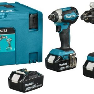 Makita DLX2550TJ 18 V Kit combiné – Perceuse-visseuse à percussion DHP492 + Visseuse à chocs DTD153 (3 × batteries 5,0 Ah)