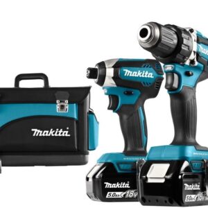 Makita DLX3090TX1 18V 5,0Ah Kit combiné – Perceuse-visseuse DDF484 + Visseuse à chocs DTD153 + Lampe DML801 + 3ᵉ batterie