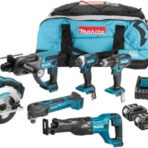 Makita DLX6038T Set combo composé de 6 machines 18 V Li-ion avec 3 batteries 5,0 Ah