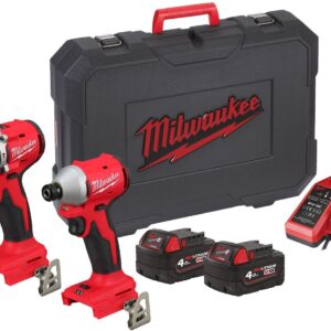 Milwaukee M18 BLCPP2A-402C | Pack d’alimentation M18 2 outils compact Brushless (M18BLPDRC, BLIDRC, 2 × 4,0 Ah)