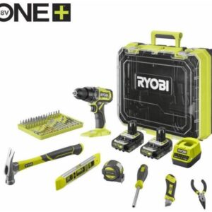 Ryobi RDD18-2C20TAH | Perceuse-visseuse sans fil | 18 V | Batterie Li-ion 2,0 Ah + jeu d’accessoires