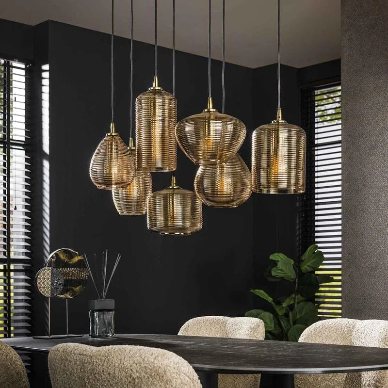 Nona 7-lichts Hanglamp Amber glas – Image 2