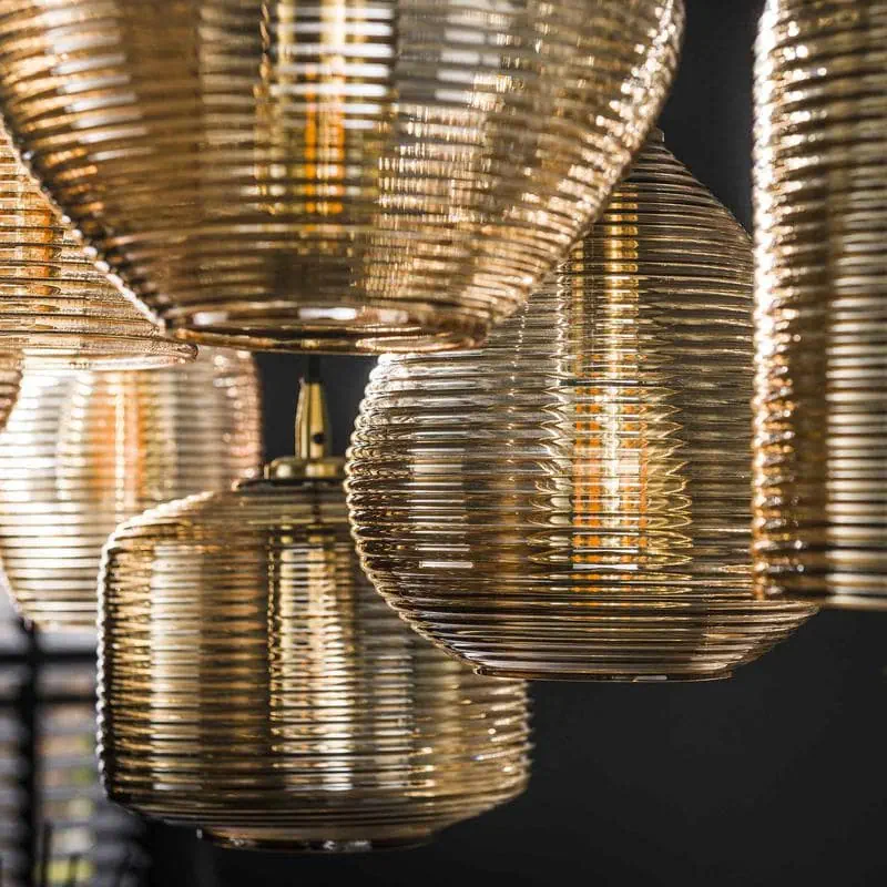 Nona 7-lichts Hanglamp Amber glas – Image 3