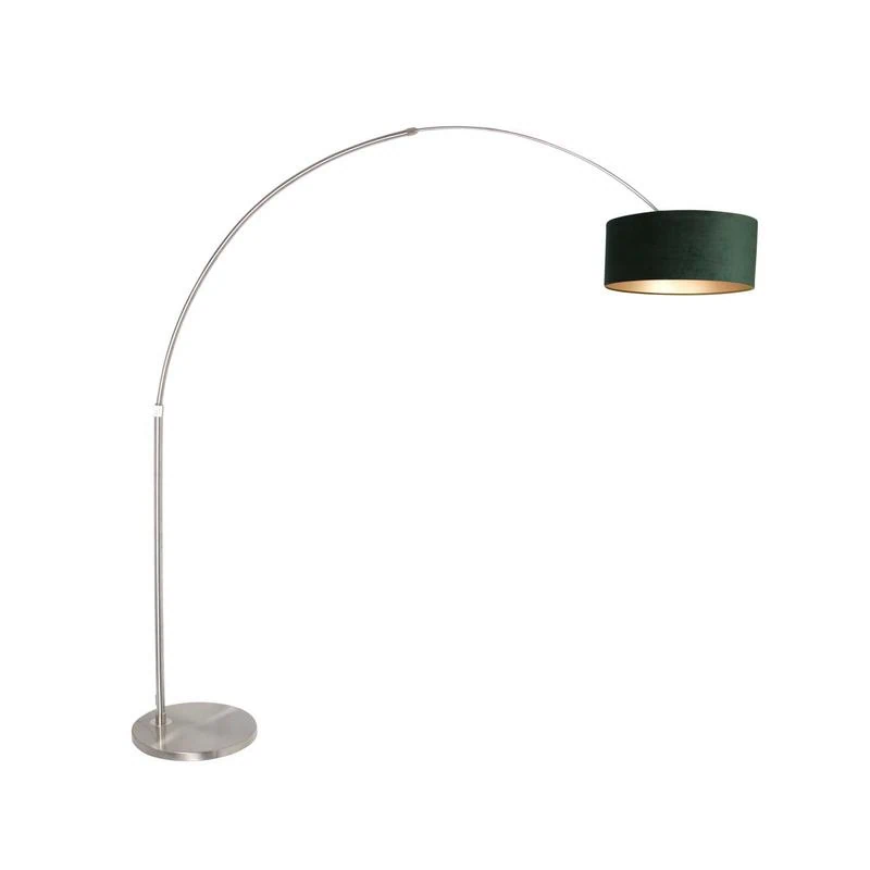Ariana 1-lichts Vloerlamp Staal met Groen Velvet kap – Image 2