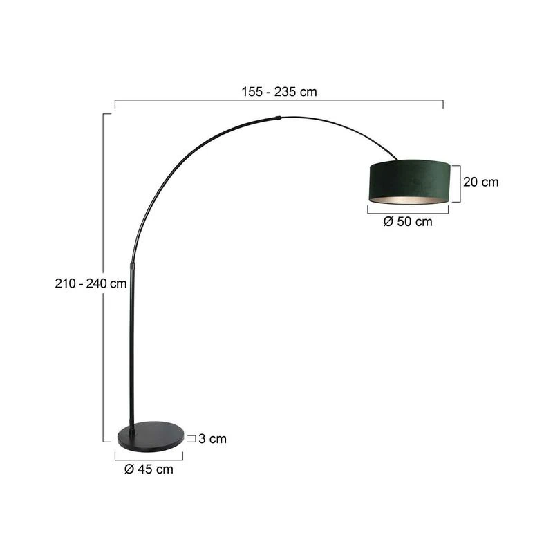 Ariana 1-lichts Vloerlamp Zwart met Groen Velvet kap – Image 6