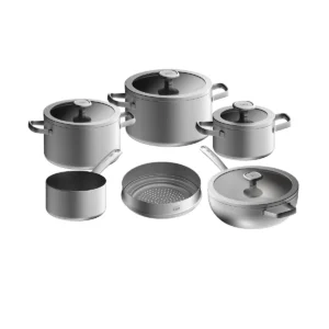 BergHOFF Leo Graphite – Set de casseroles 5 pièces + Insert vapeur offert