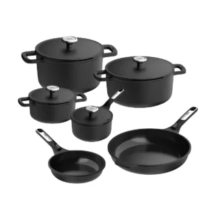 BergHOFF Leo Phantom Batterie de Cuisine – 6 pièces avec ensemble de protection des casseroles offert