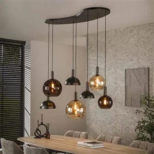 La suspension Clemenza 7 lumières – Marron/Ambré