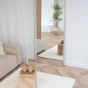 Finn Rechthoekige spiegel 210×90 cm – Zacht goud