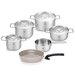 Fissler Pure Collection – Set de casseroles 6 pièces en acier inoxydable