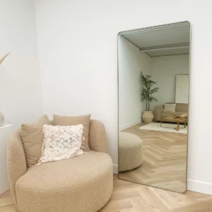 Ivar Rechthoekige spiegel met afgeronde hoek 180x80cm – Greige