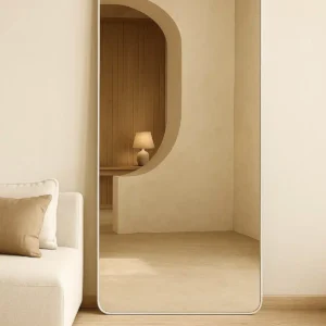 Ivar Rechthoekige spiegel met afgeronde hoek 180x80cm – Mat Wit