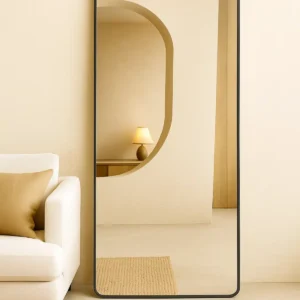 Ivar Rechthoekige spiegel met afgeronde hoek 180x80cm – Zwart