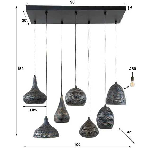 Pinch Hanglamp 7-lichts Zwart bruin – Image 6