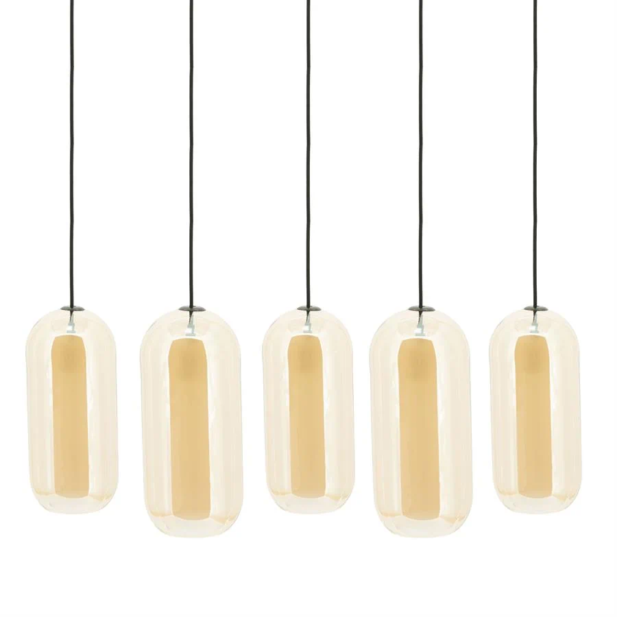 Shona 5-lichts Hanglamp amber