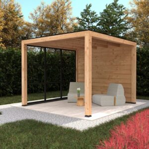 Pergola à Toit Plat 376 x 376 cm Stavanger XL Type 1 Non Traitée