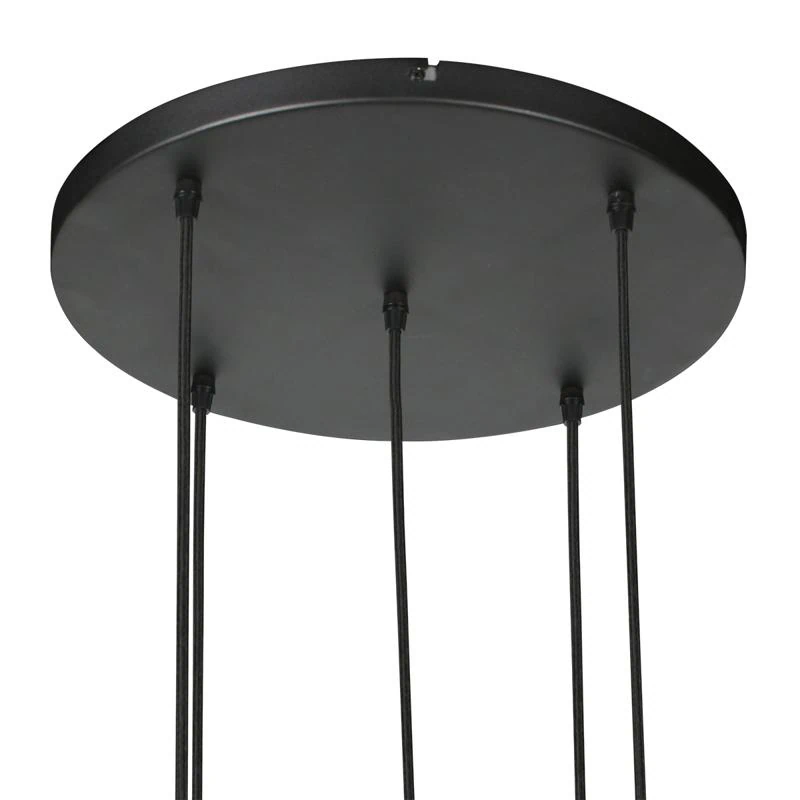 Zavi 5-lichts Getrapte Hanglamp Zwart Stof – Image 3