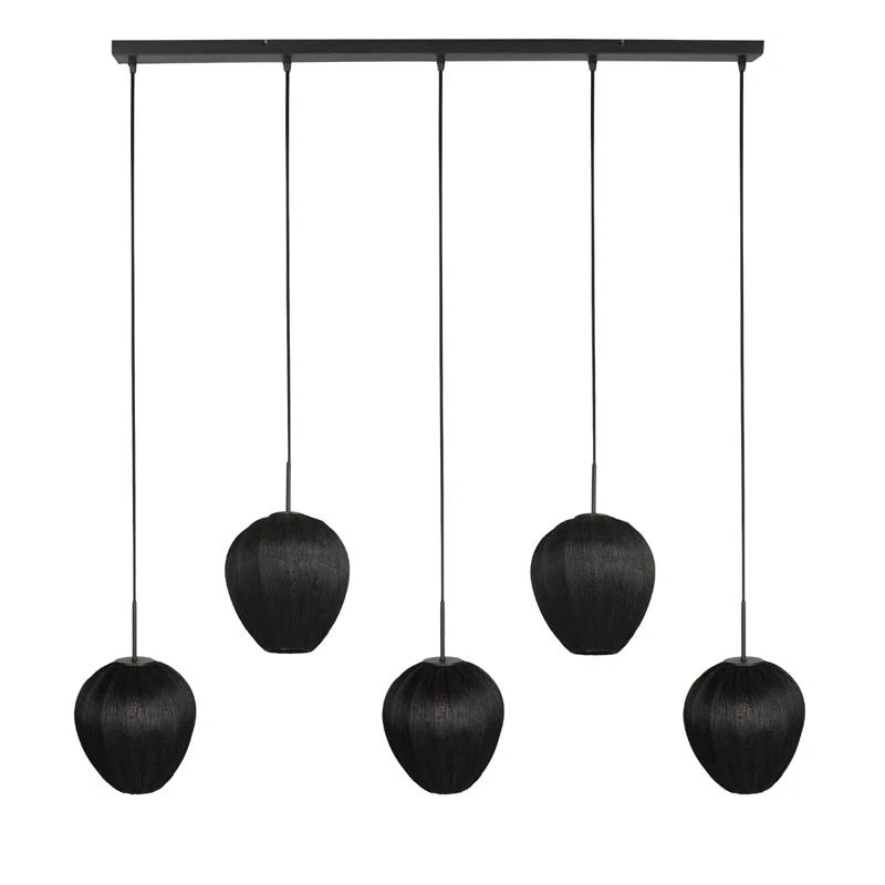 Zavi 5-lichts Hanglamp Zwart Stof