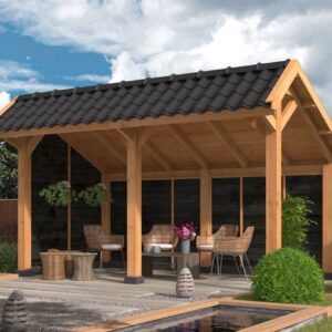 Carport Bergen L Type 2 Douglas Raboté 468x306x281cm - Parois Noires