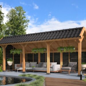 Carport Bergen L Type 6 Douglas Raboté 678x306x281cm - Parois Noires