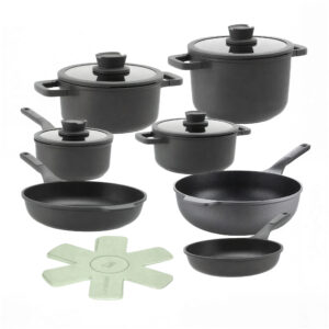 BergHOFF Leo Stone Batterie de cuisine 11 pièces Downdraft | Avec protège-casseroles offert
