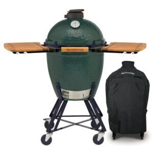 Big Green Egg Large – avec châssis, tablettes latérales en acacia et housse
