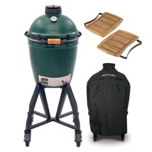 Big Green Egg Medium – avec châssis intEGGrated, tablettes latérales en acacia et housse