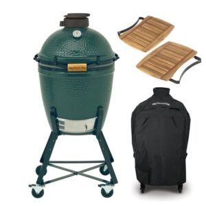 Big Green Egg Medium – avec support, tablettes latérales en acacia et housse