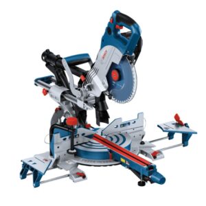 Bosch Bleu 0601B47000 Machine stationnaire sans fil GCM 18V‑216 DC excl. batteries et chargeur, pince, raccord SDS, plaque de support, lame de scie, CoMo GCY 42