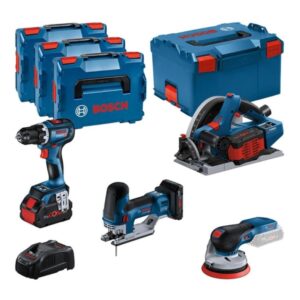Bosch Bleu 0615990N36 Combiset 18V 4 machines 1x 4,0Ah 2x 5,5Ah et chargeur dans L‑BOXX