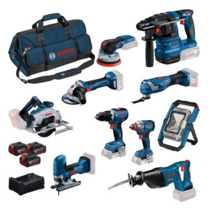 Bosch Bleu BoschTN10 Ensemble Comboset 10 pièces – Set d’outils professionnels 18 V avec sac à outils