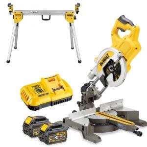 DeWalt DCS777T2-QW-DE7033 XR FlexVolt 54 Volt 6,0Ah Li-Ion Scie à onglets et radiale 216 mm + Châssis DE7033