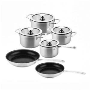 DUCQ Downdraft Batterie de cuisine 10 pièces – avec couvercles en verre