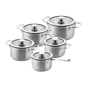 DUCQ Downdraft Batterie de cuisine 5 pièces – avec couvercles en verre
