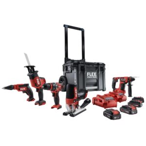 Flex-tools 533806 Stack Pack Set 12V 4x2,5Ah - 5 machines dans le chariot
