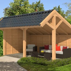 Carport Bergen L Type 2 Douglas Raboté 468x306x281cm - Parois Naturelles
