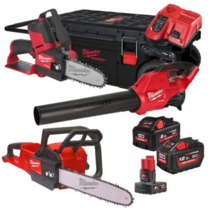 Milwaukee 4933492814 M18 FPP3OPL5-823P Pack Combo 12V 6Ah/18V 8,0/12Ah Li-Ion - M18 FCHS Tronçonneuse + M18 FBL Souffleur + M12 FHS Scie d’élagage